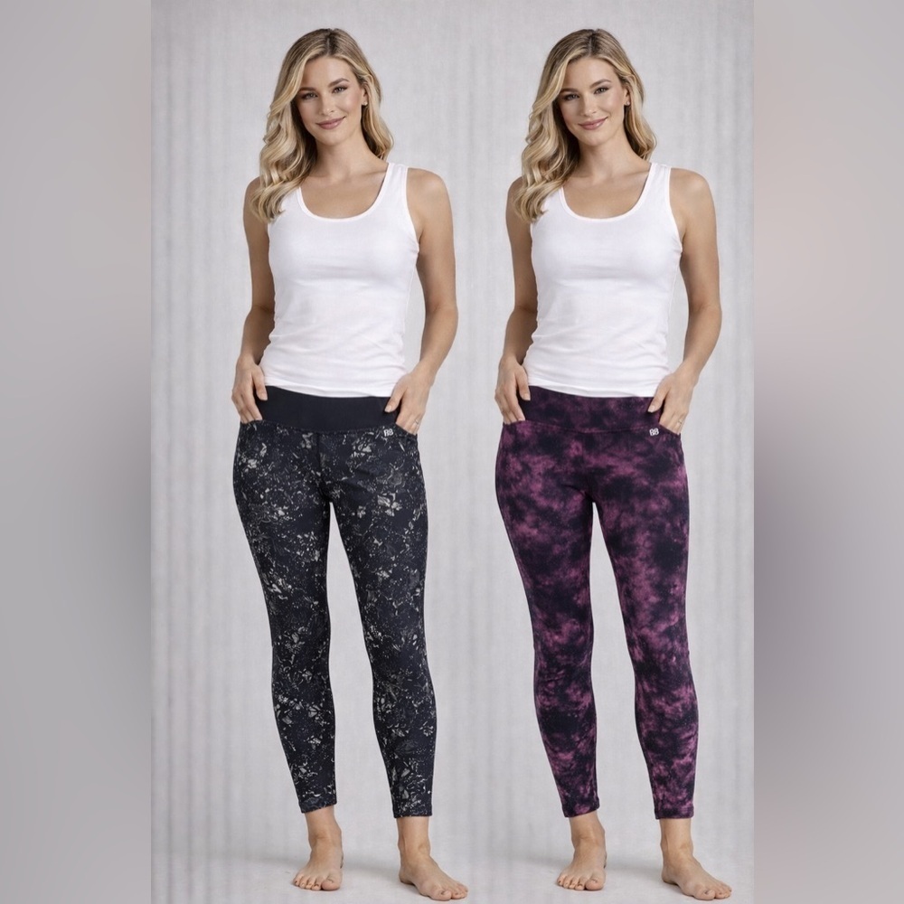 RBX Capri Leggings Set 2 Pair Size Medium Tie Dye Athletic Activewear